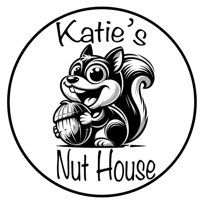 Katie's Nuthouse squirrel brand graphic