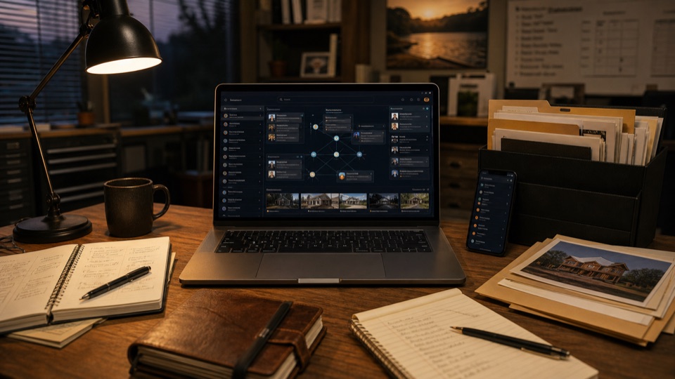 A business memory workspace connecting records, search, owner briefings, and follow-up