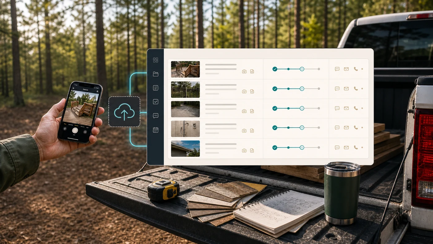 Product view showing useful project details moving through intake, status, and follow-up